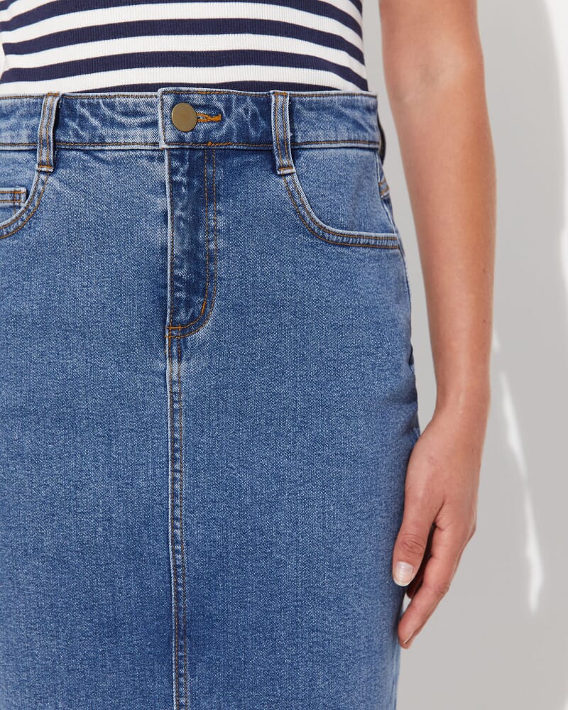 Brodie Denim Skirt in MID WASH