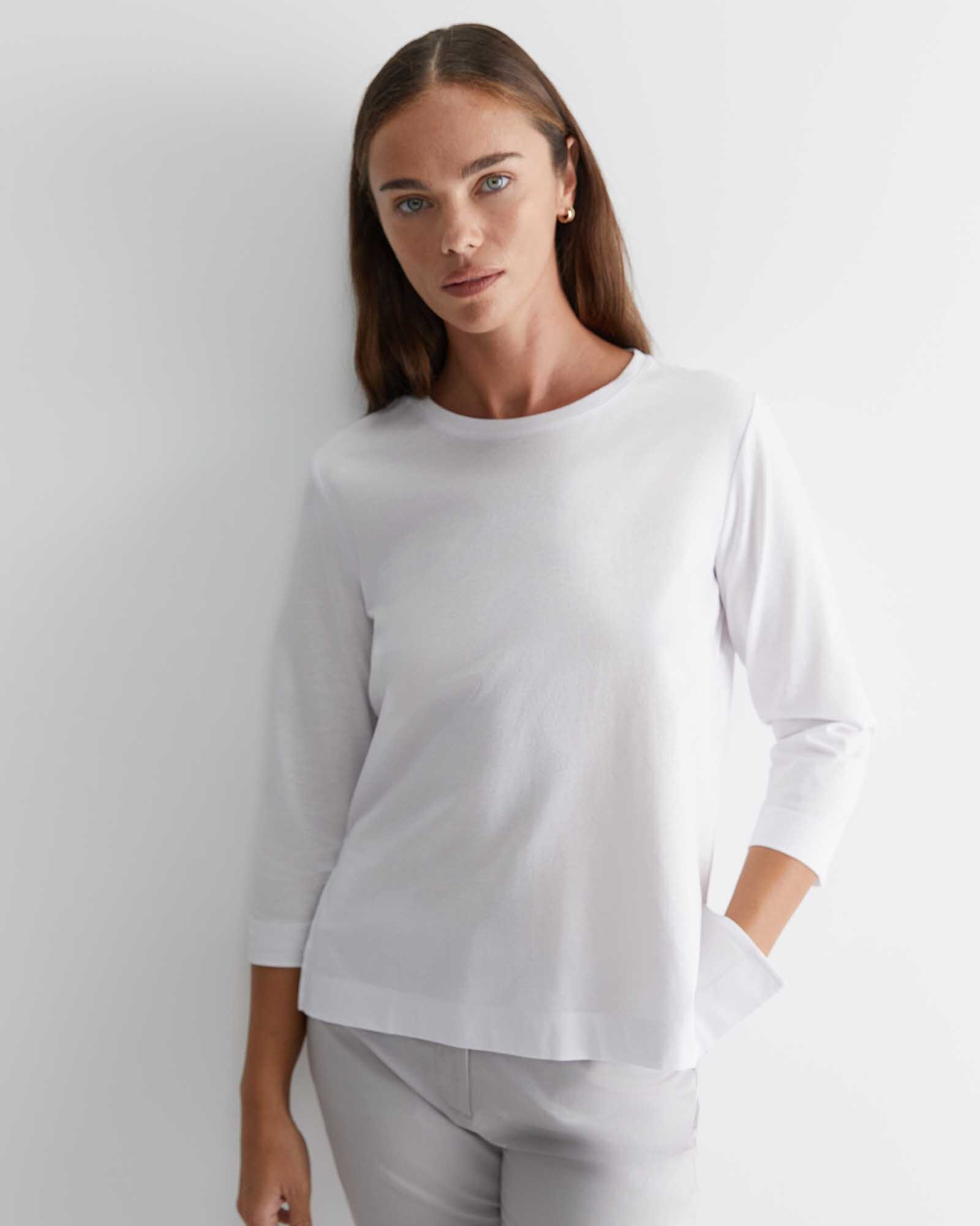 Cotton Crew 3 Quarter Sleeve T-Shirt
