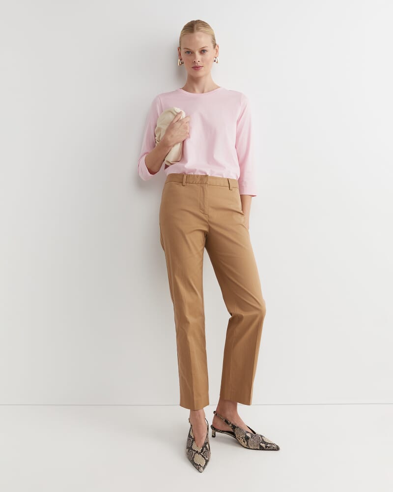 Mercerised Cotton 3/4 Sleeve Tee in SOFT PINK