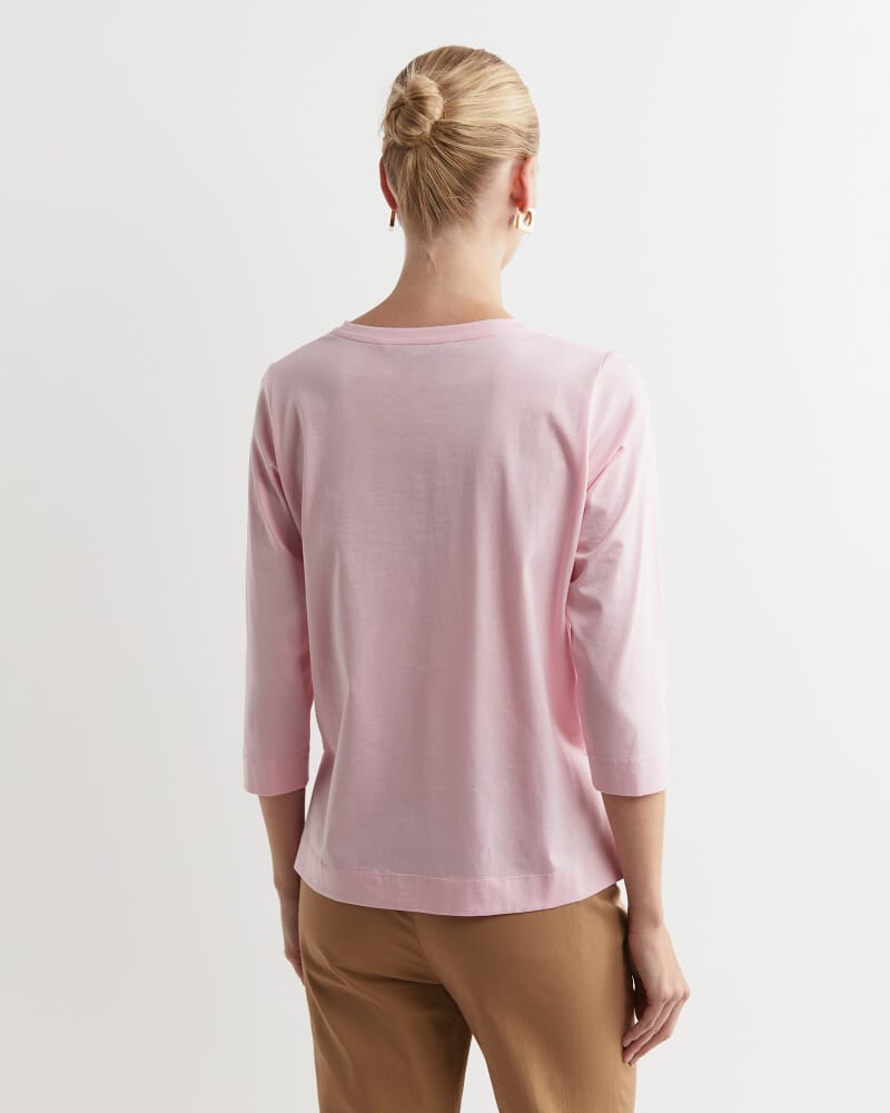 Mercerised Cotton 3/4 Sleeve Tee in SOFT PINK