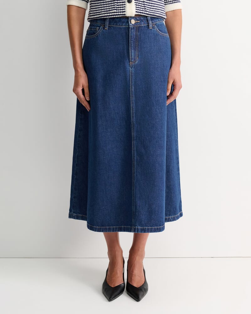 Nikki Denim Skirt in BLUE WASH