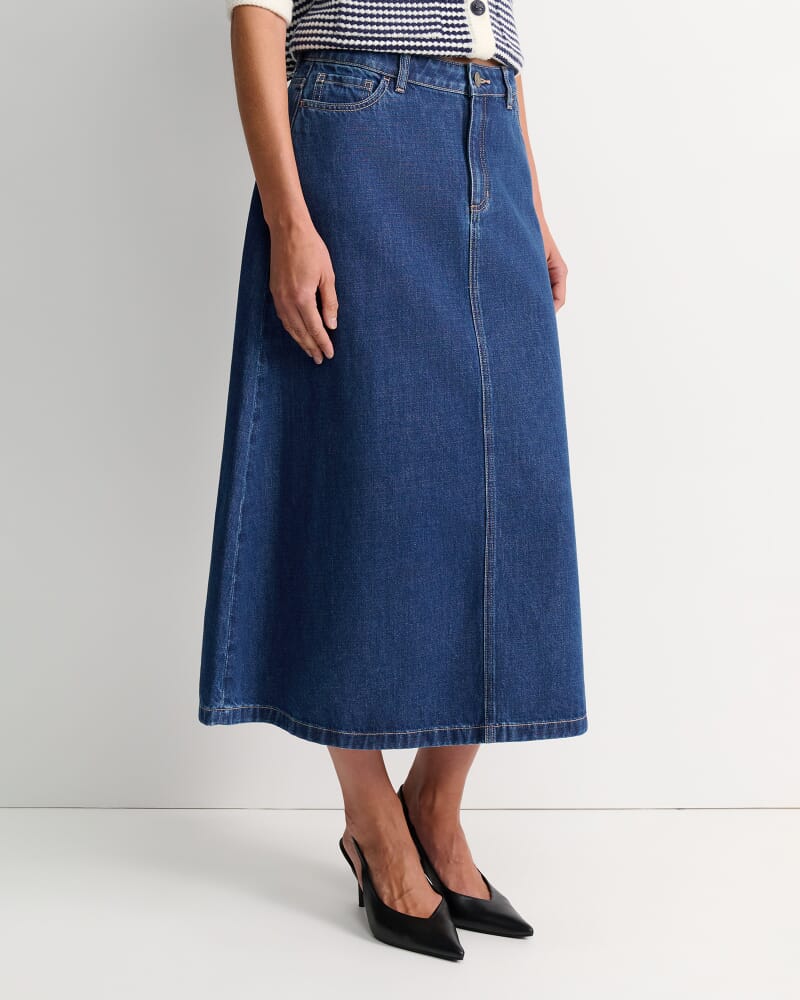Nikki Denim Skirt in BLUE WASH