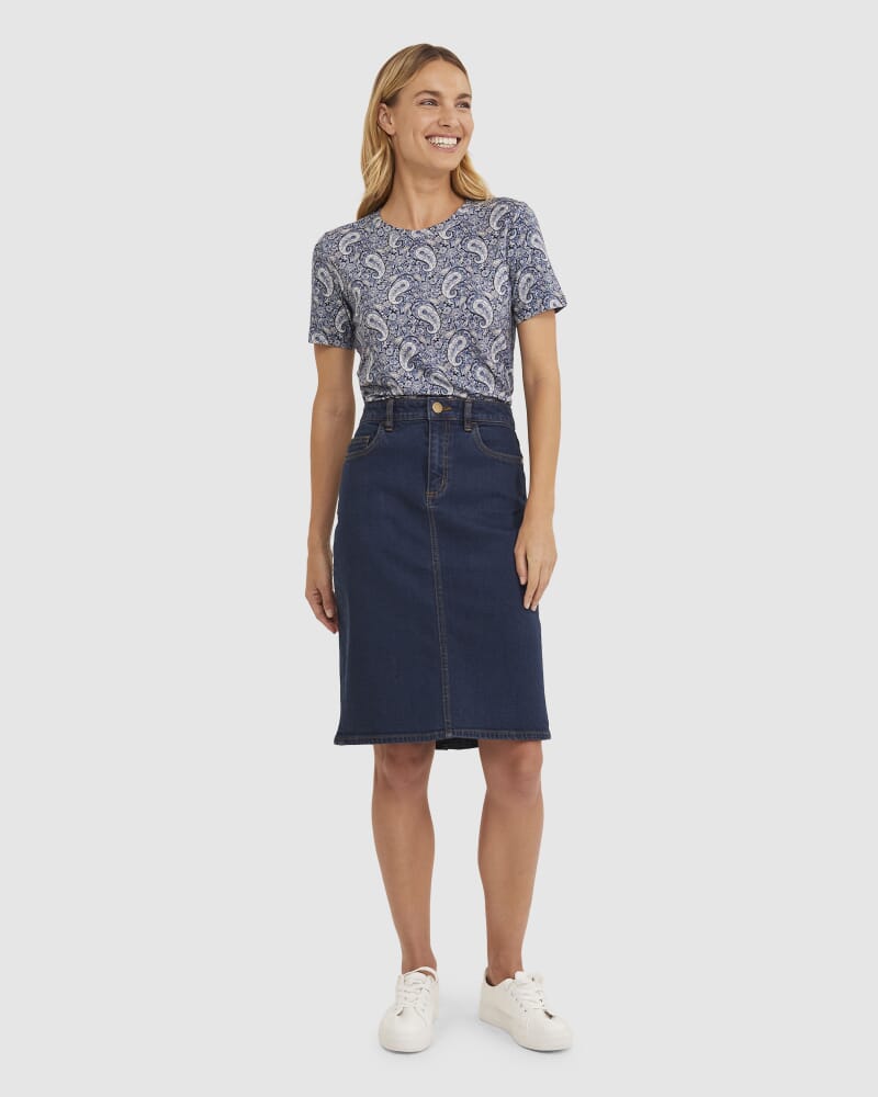 Brodie Denim Skirt in DARK WASH