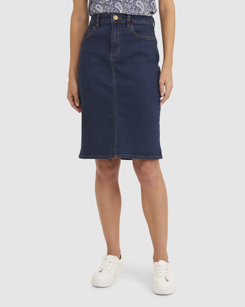 Brodie Denim Skirt in DARK WASH
