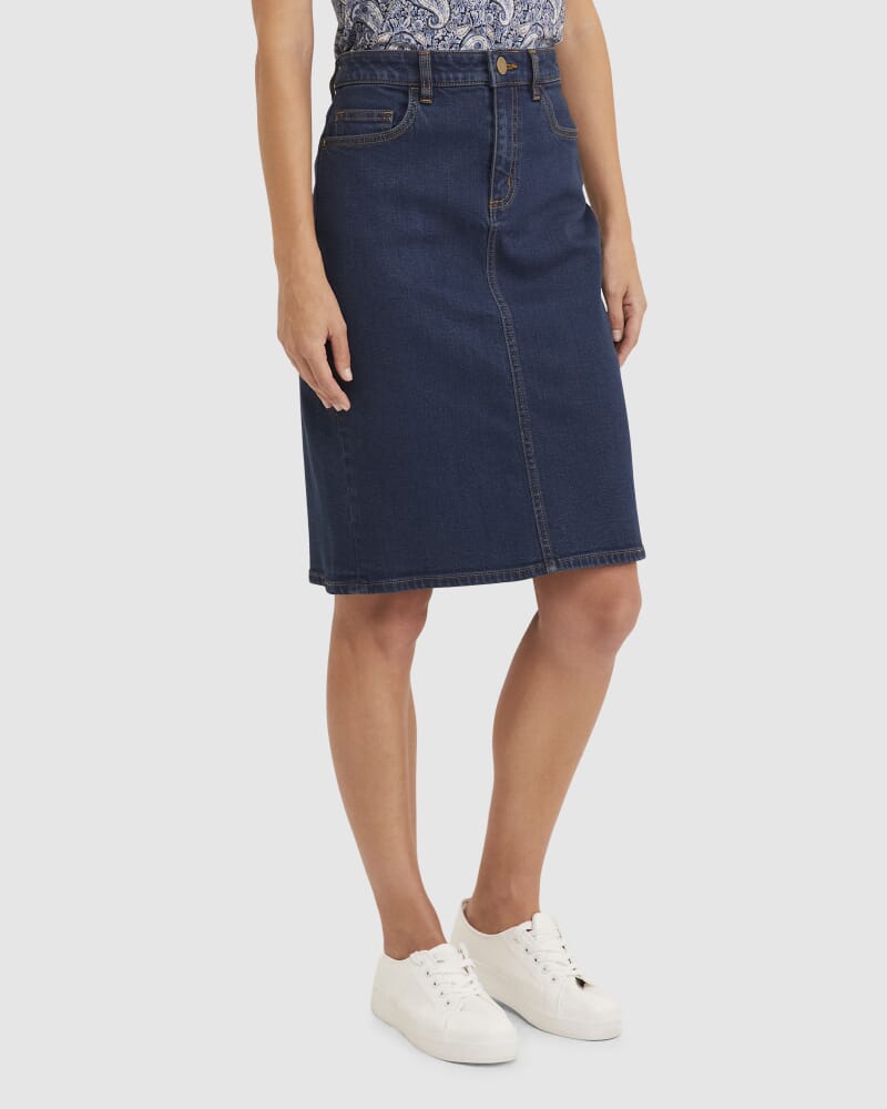 Brodie Denim Skirt in DARK WASH