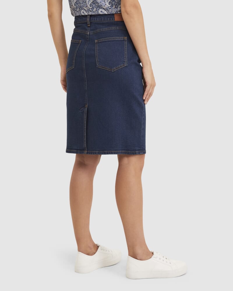 Brodie Denim Skirt in DARK WASH