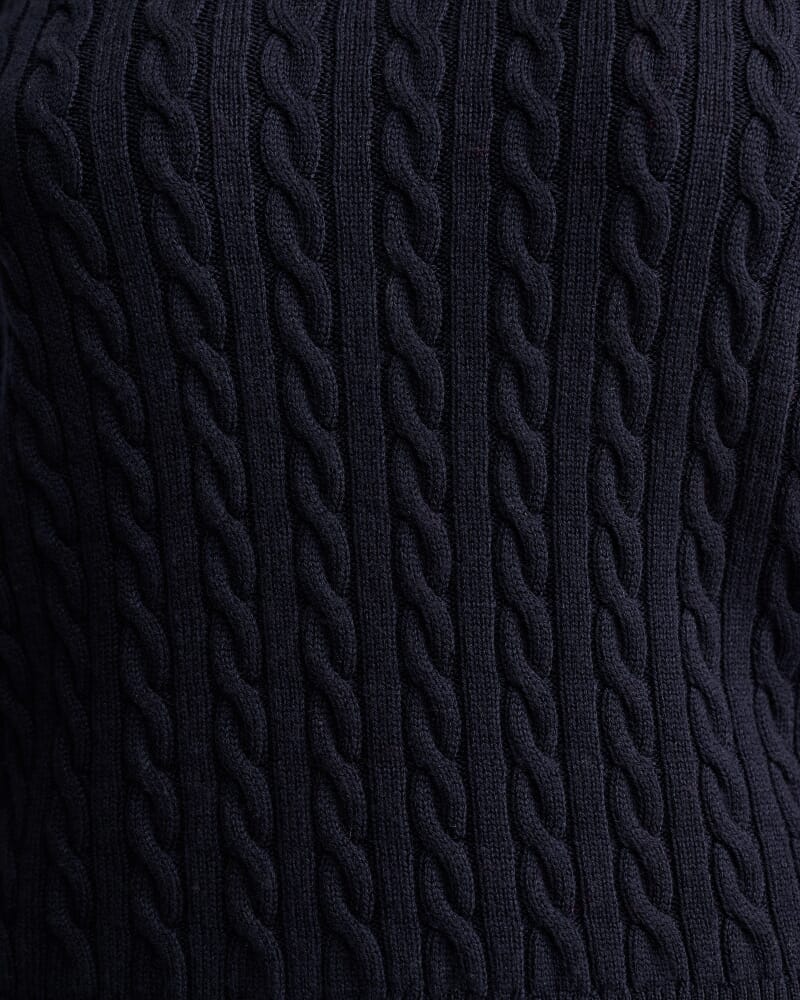 Merino Wool Baby Cable Sweater in NAVY