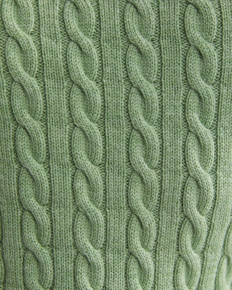 Merino Wool Baby Cable Sweater in PESTO