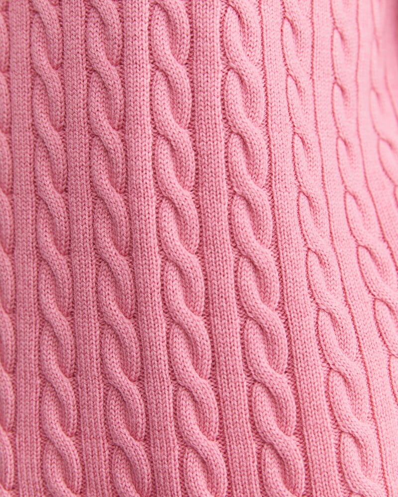 Merino Wool Baby Cable Sweater in ROSEBERRY