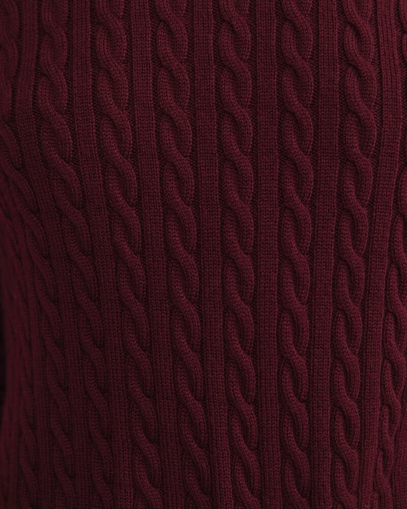 Merino Wool Baby Cable Sweater in WINE