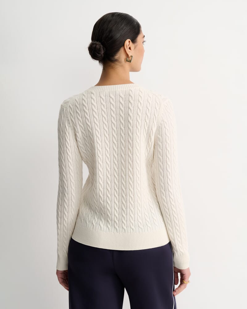 Merino Wool Baby Cable Sweater in WINTER WHITE