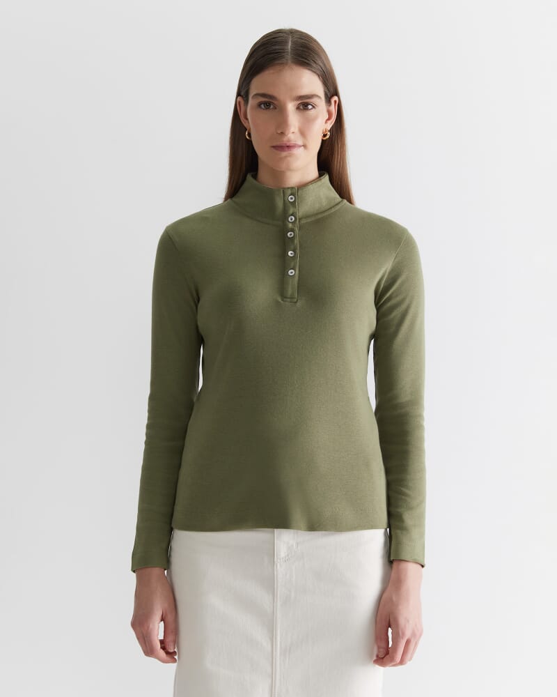 Lucy Funnel Neck Top in KHAKI