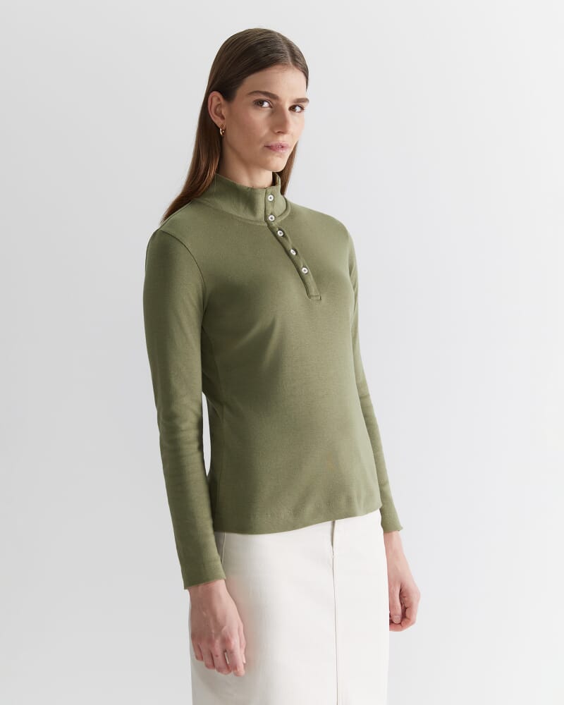 Lucy Funnel Neck Top in KHAKI