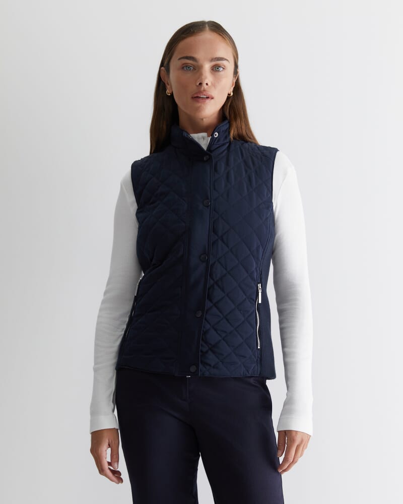 Vera Quilted Vest in NAVY