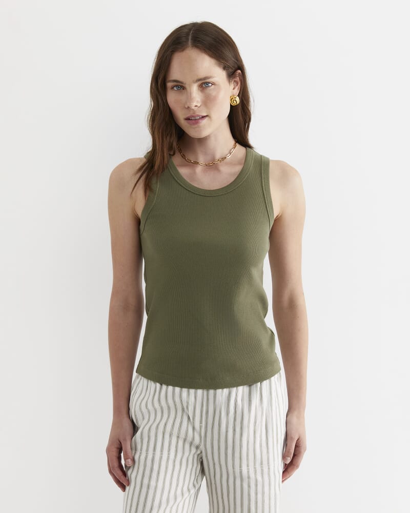 Julia Rib Tank in KHAKI