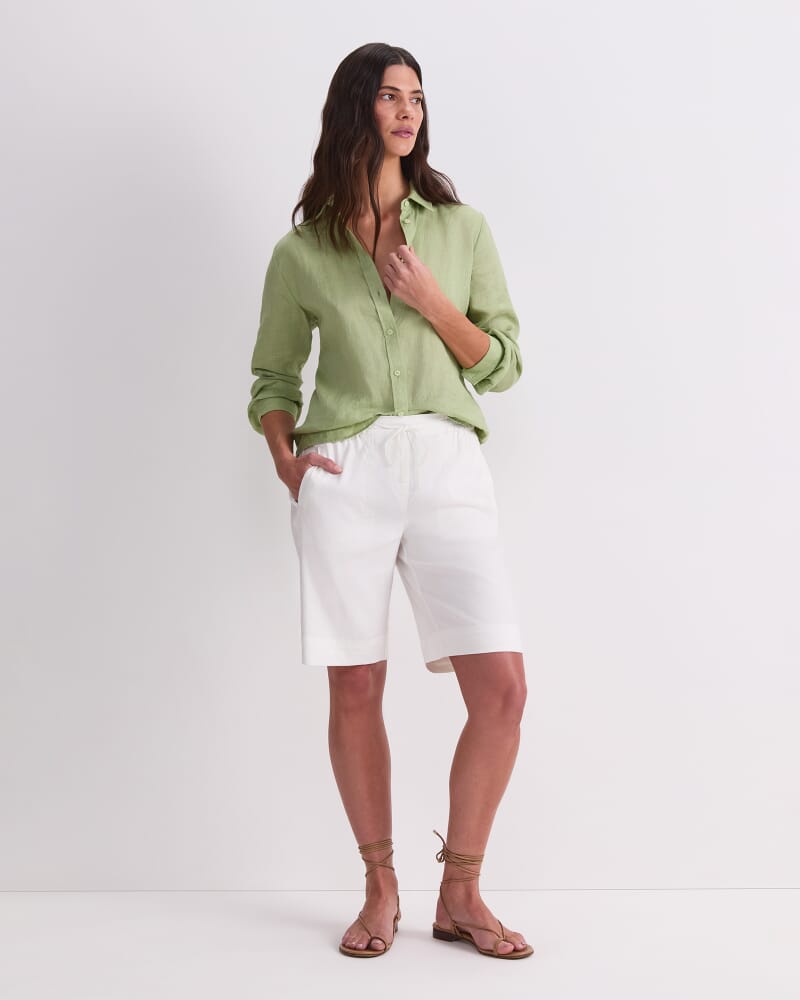 Dahlia Linen Shirt in APPLE