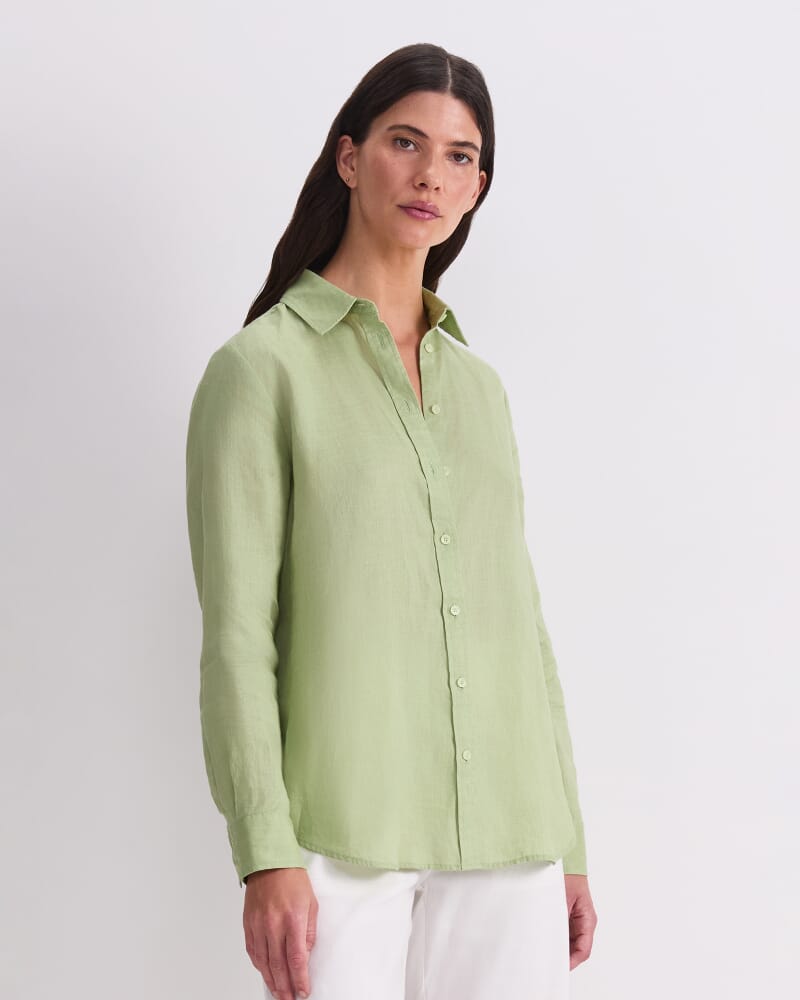 Dahlia Linen Shirt in APPLE