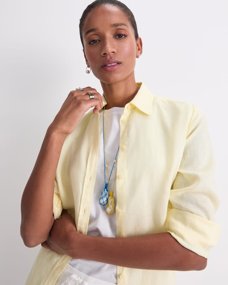 Dahlia Long Sleeve Linen Shirt in LEMON