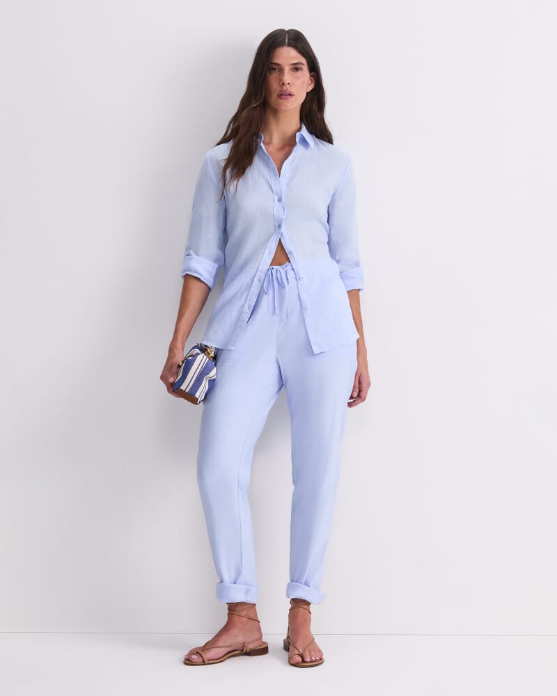 Dahlia Linen Shirt in PALE BLUE
