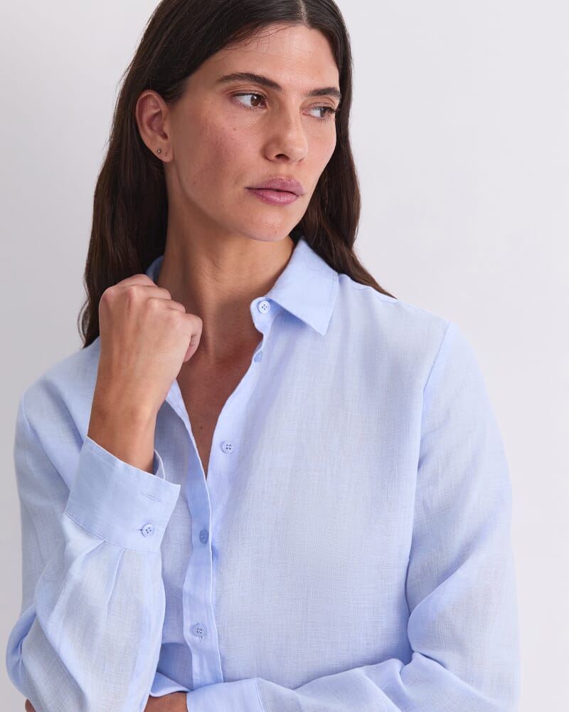Dahlia Linen Shirt in PALE BLUE