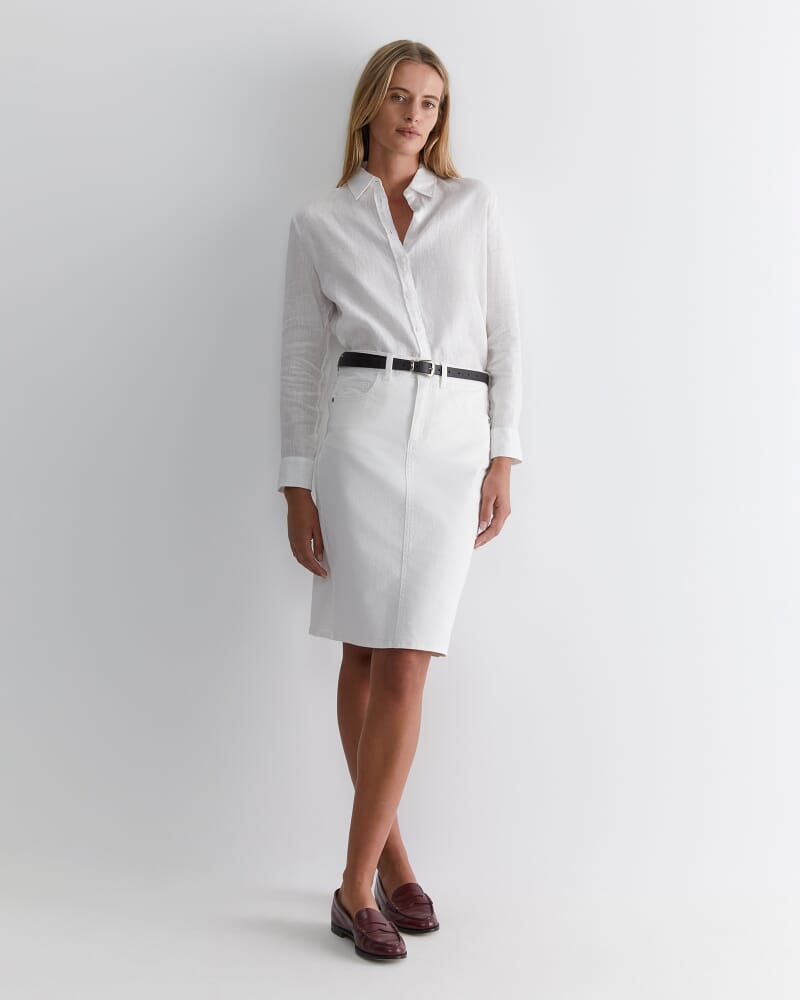 Dahlia Long Sleeve Linen Shirt in WHITE