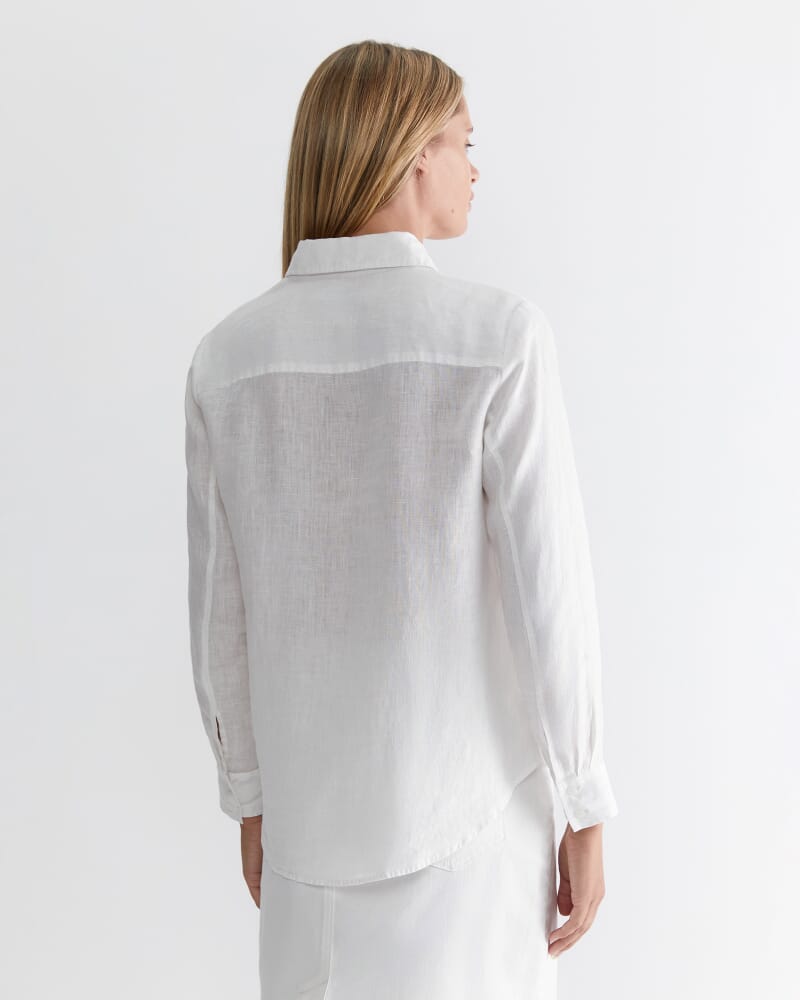 Dahlia Long Sleeve Linen Shirt in WHITE