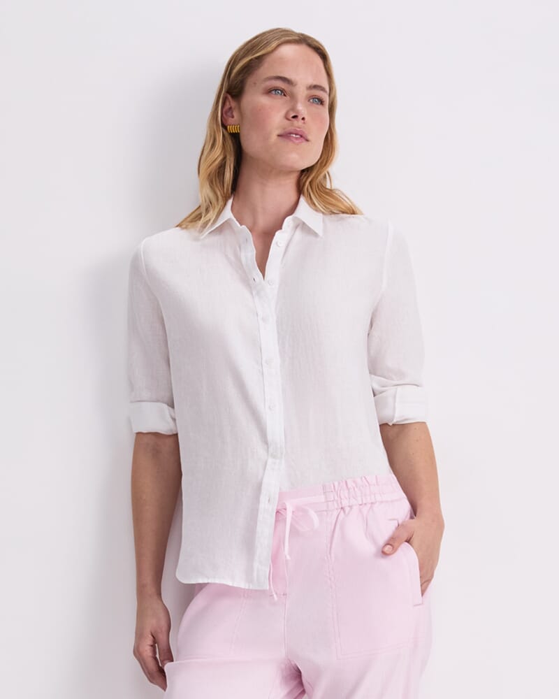 Dahlia Linen Shirt in WHITE