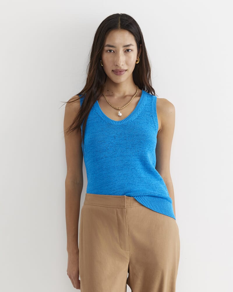 Josie Tape Yarn Singlet in COVE BLUE