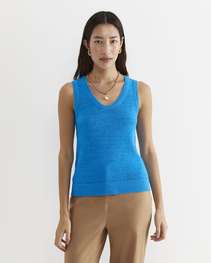 Josie Tape Yarn Singlet in COVE BLUE