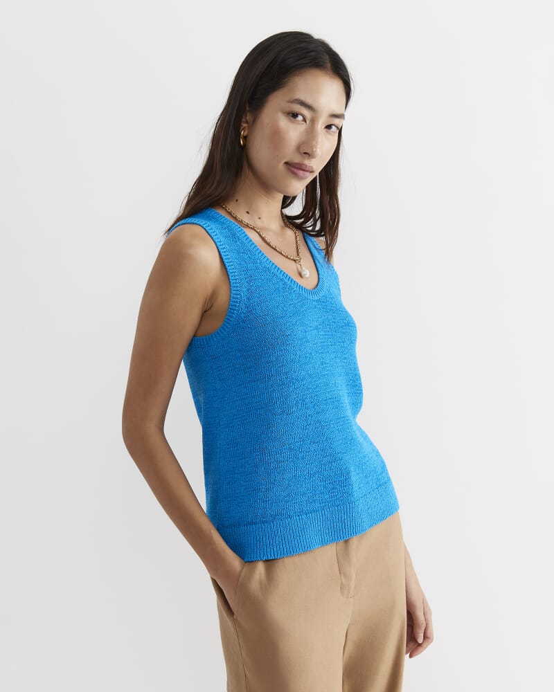 Josie Tape Yarn Singlet in COVE BLUE