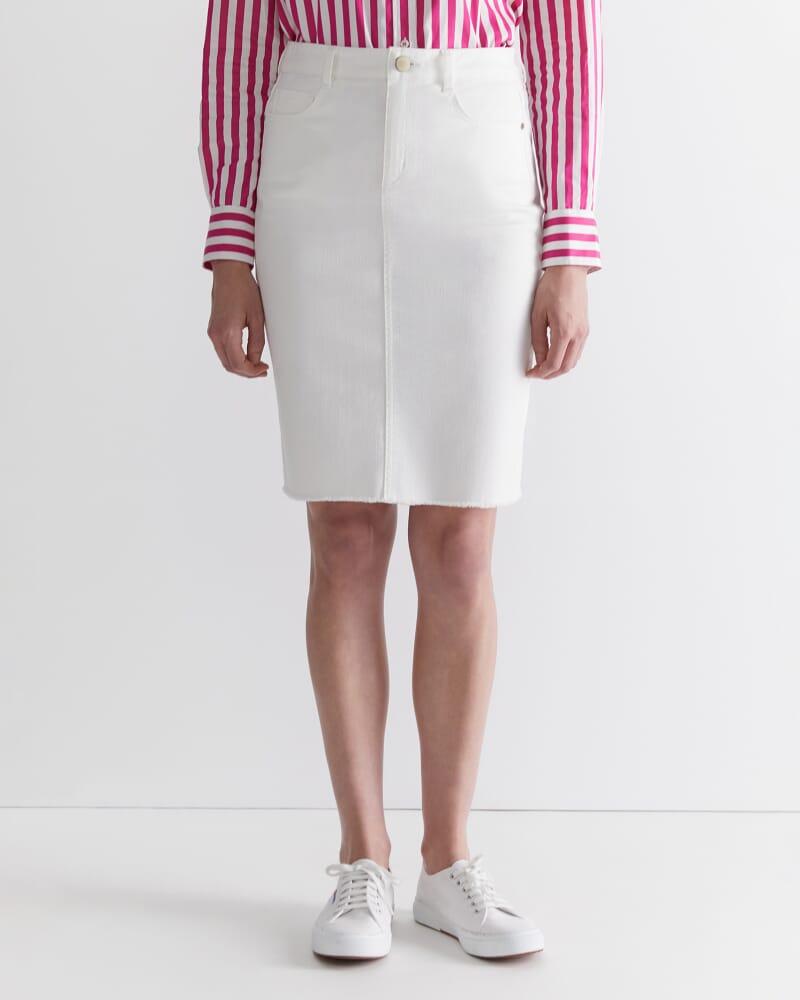Brodie Denim Skirt in WHITE