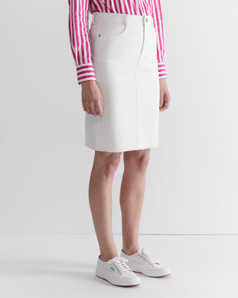 Brodie Denim Skirt in WHITE