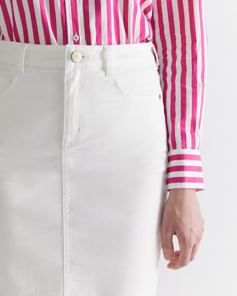 Brodie Denim Skirt in WHITE