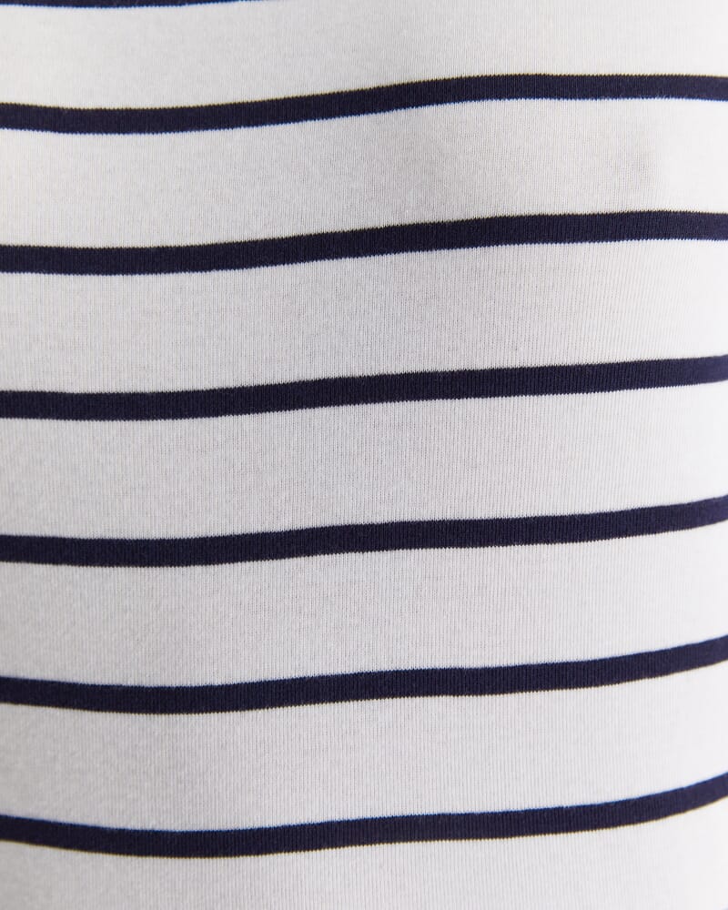 Heidi Boat Neck Half Sleeve Tee in WHITE/NAVY