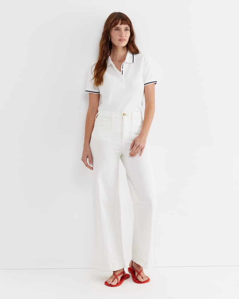 Jodie Pique Polo in WHITE