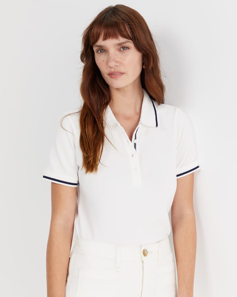 Jodie Pique Polo in WHITE
