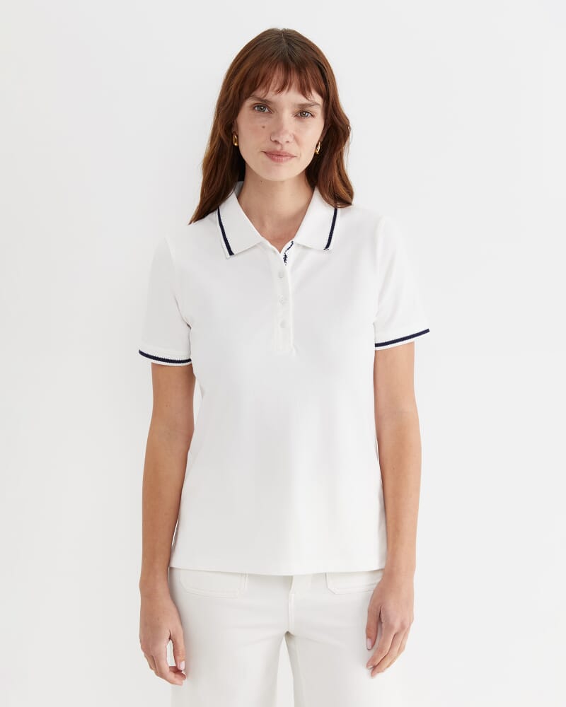 Jodie Pique Polo in WHITE