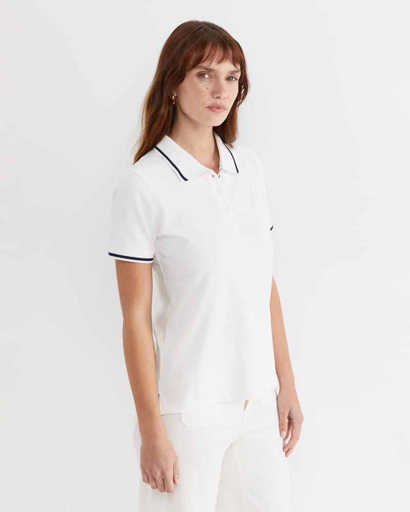 Jodie Pique Polo in WHITE