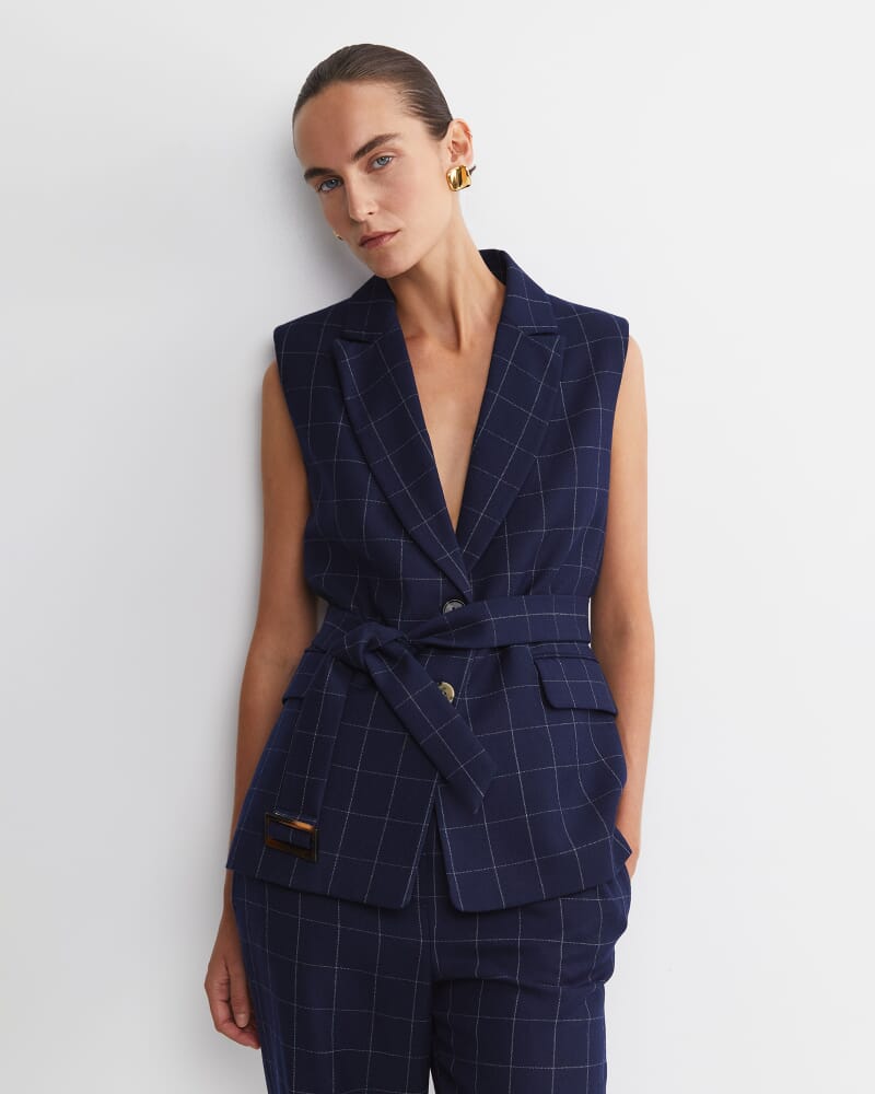 Chiara Check Vest in NAVY