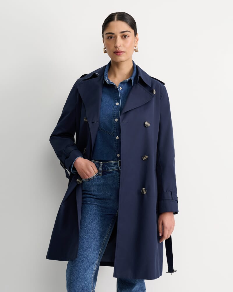 Audrey Short Trench in NAVY