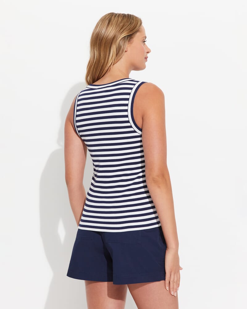 Julia Stripe Rib Tank in WHITE/NAVY