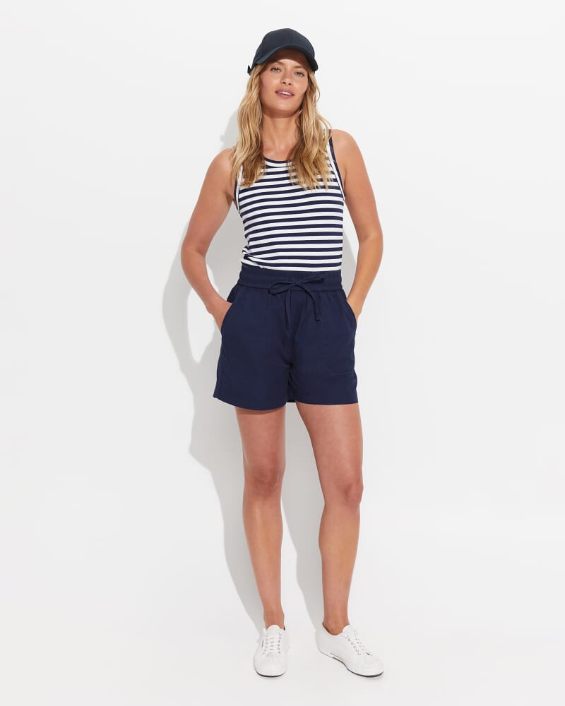 Julia Stripe Rib Tank in WHITE/NAVY