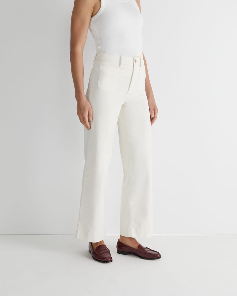 Cleo Cord Wide Leg Pant in WINTER WHITE