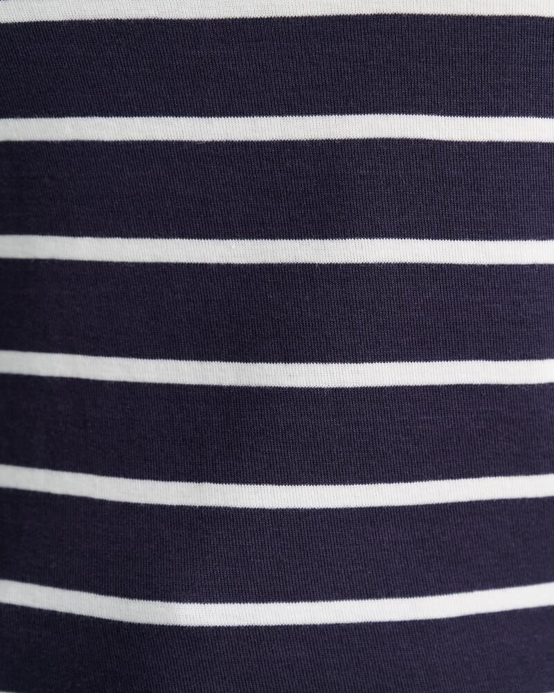 Heidi Long Sleeve Rib Tee in NAVY/WHITE