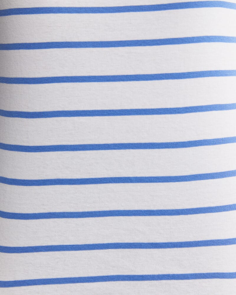 Heidi Long Sleeve Rib Tee in WHITE/BLUE