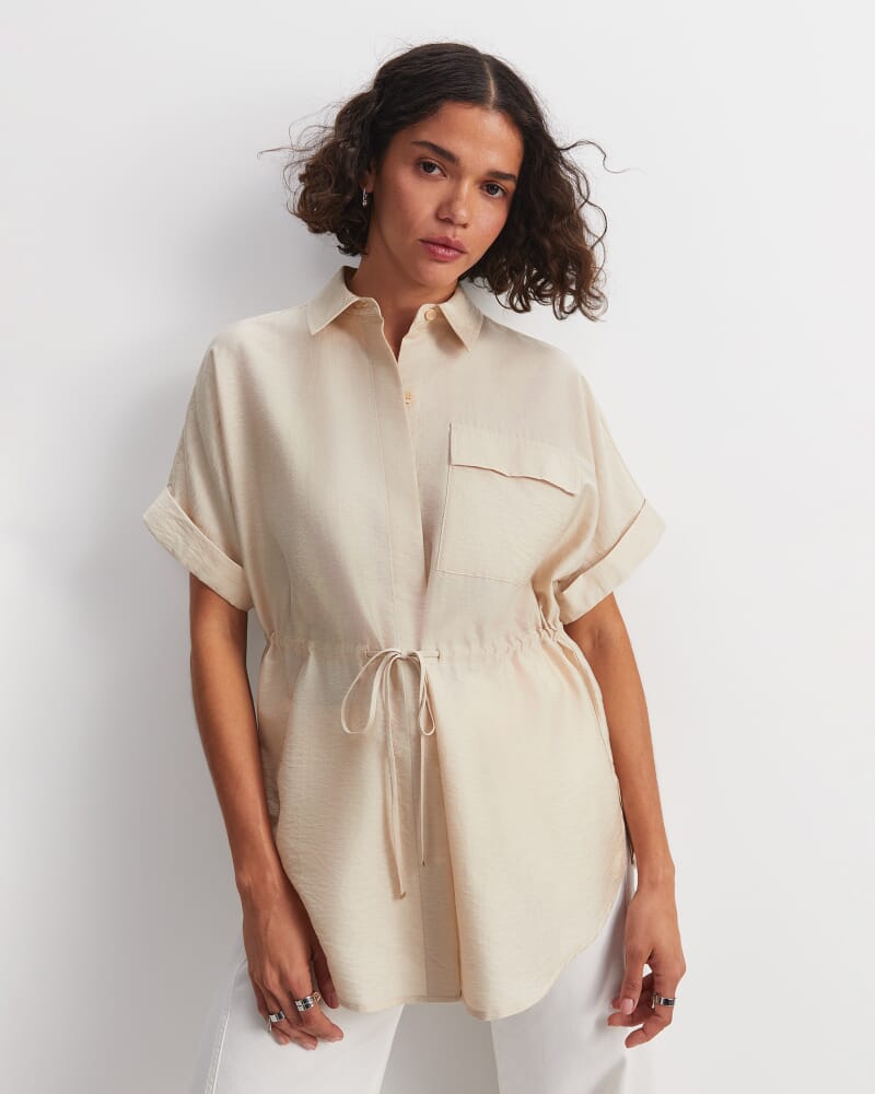 Farrah Drawcord Blouse in ECRU