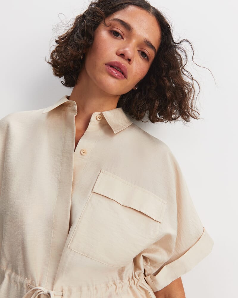 Farrah Drawcord Blouse in ECRU