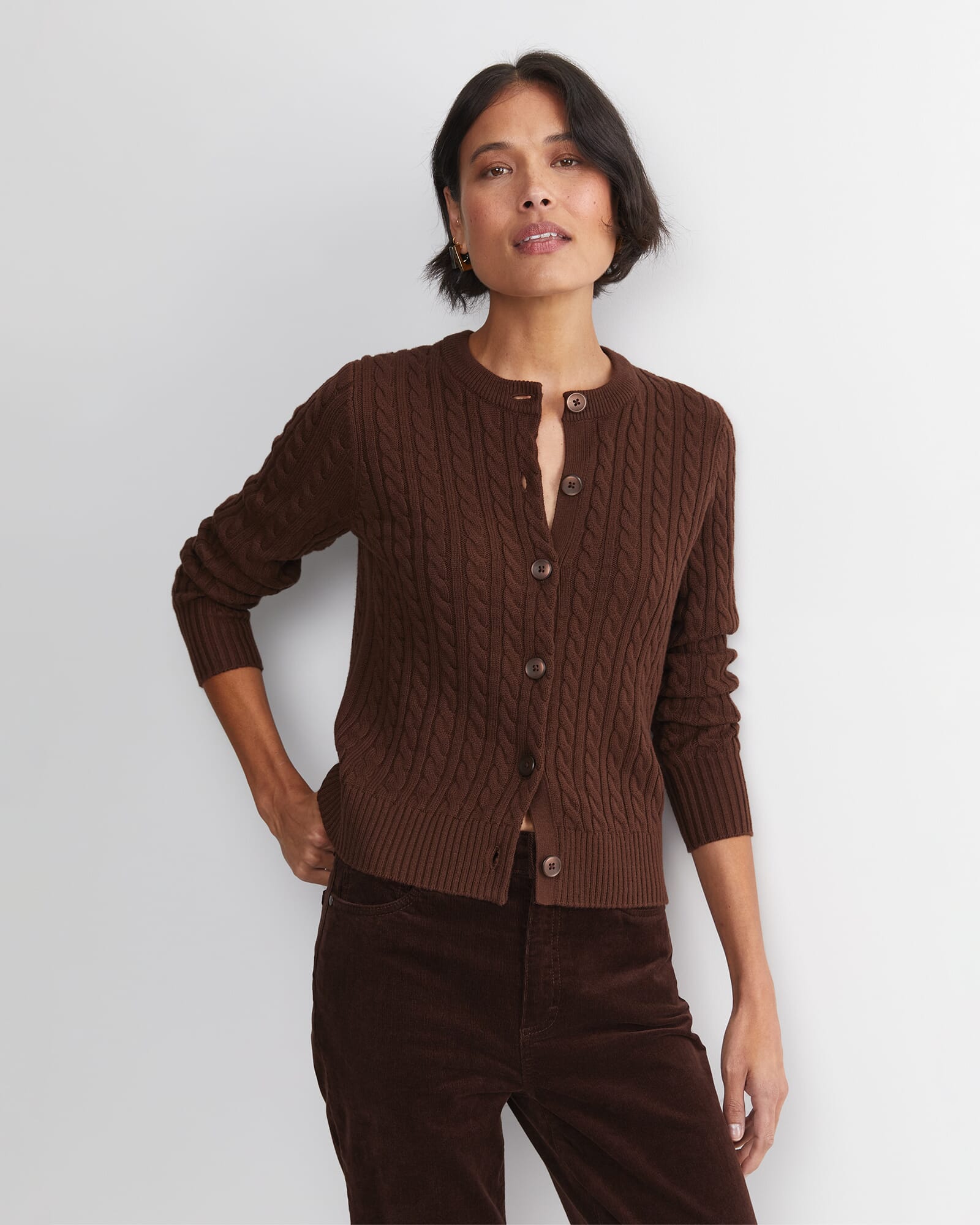 Cable Merino Cotton Cardigan