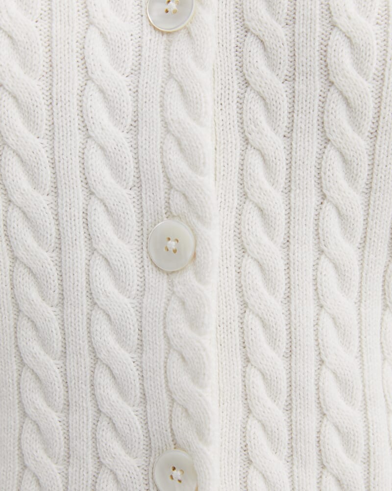 Cable Merino Cotton Cardigan in MILK