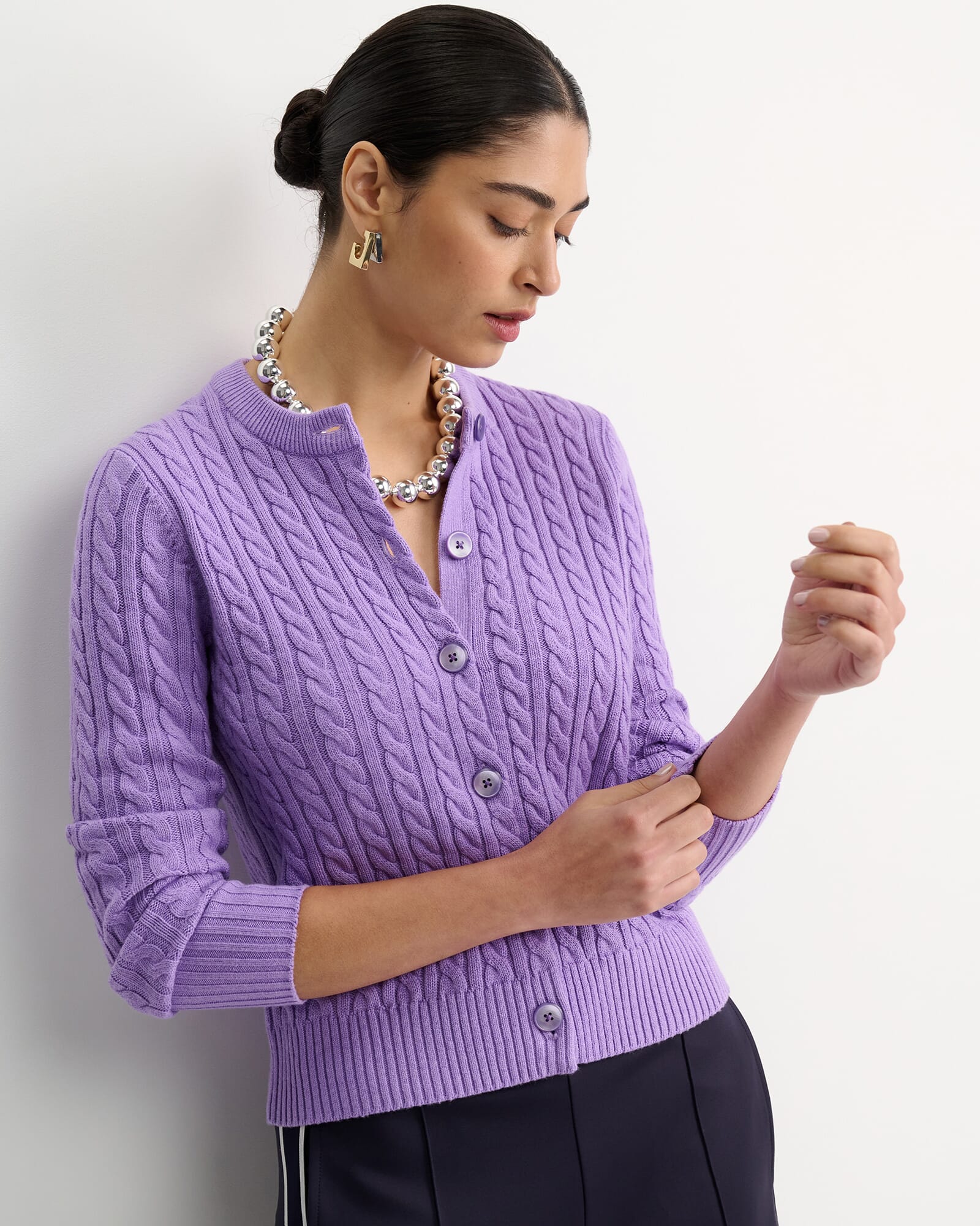 Cable Merino Cotton Cardigan